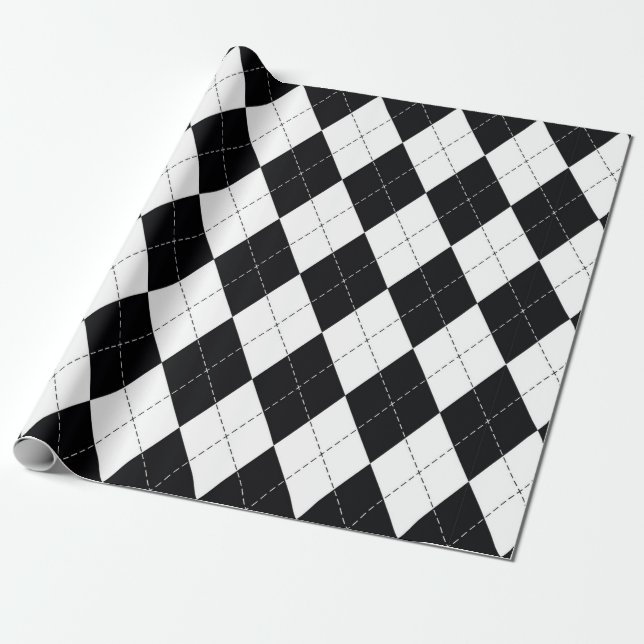 Raute Muster nahtlos in Schwarzweiß. Geomet Geschenkpapier (Ungerollt)