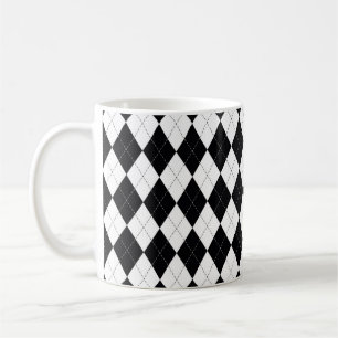 Raute Muster nahtlos in Schwarzweiß. Geomet Kaffeetasse