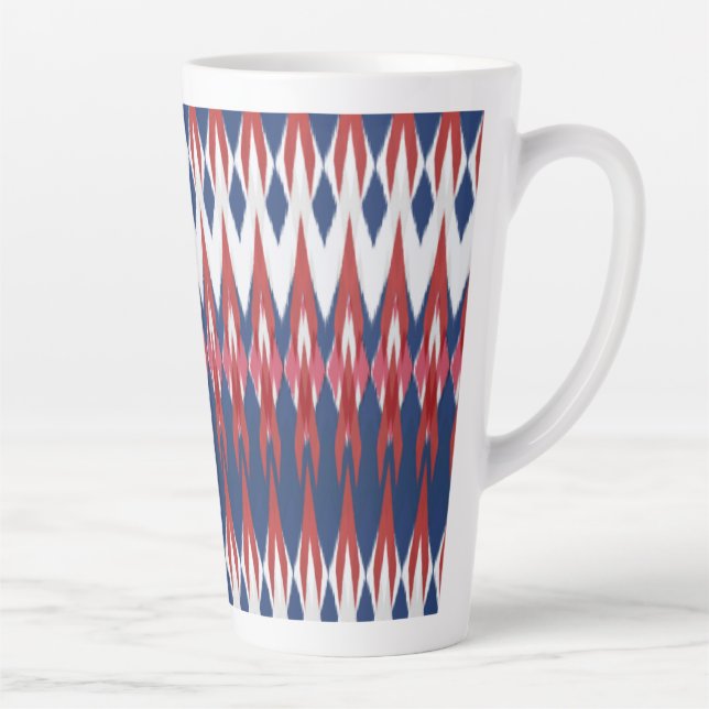 Raute Muster White Blue Red Ikat Technik Milchtasse (Rechts)