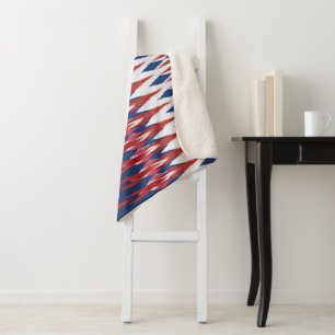 Raute Muster White Blue Red Ikat Technik Sherpadecke