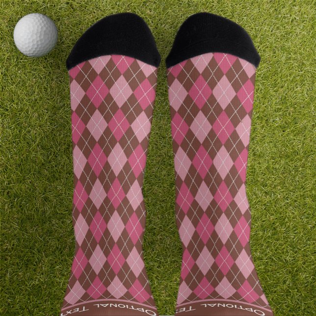 Raute Pink auf braunen Diamanten, eigene Textsocke Socken (Von Creator hochgeladen)