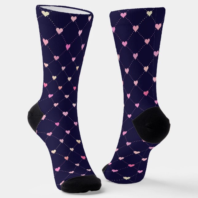 Raute Rosa Muster auf Navy Blue Socken (Gewinkelt)