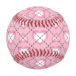 Raute Rosa und Weiße Herzen Baseball
