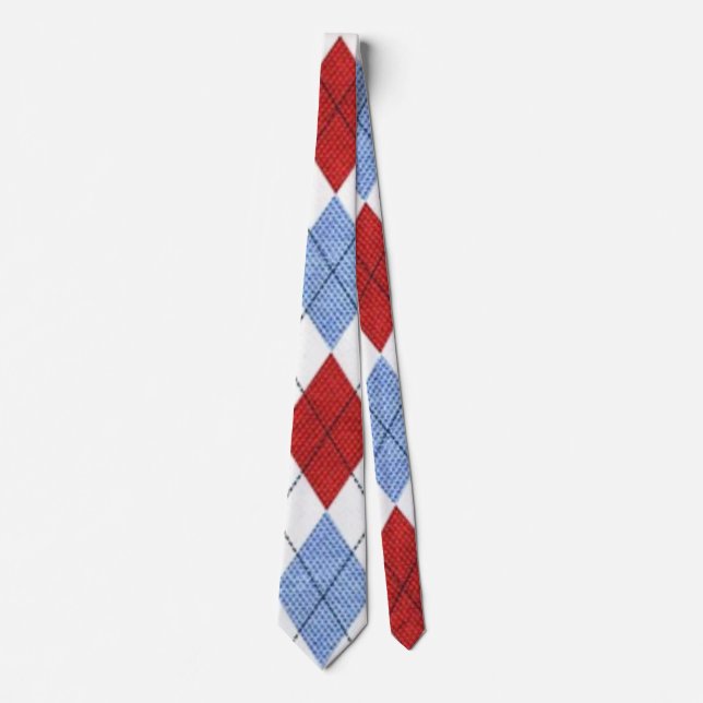 Raute Rot und Blau Neue Custom Modern Moderne Männ Krawatte (Vorderseite)