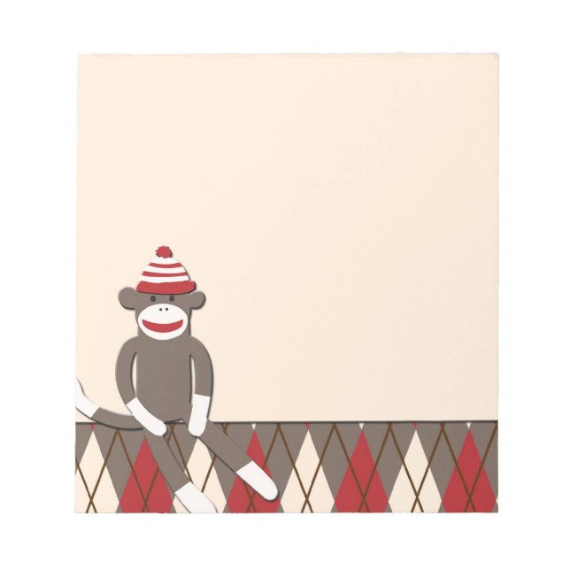 Raute Sock Monkey Notepad Notizblock (Vorderseite)