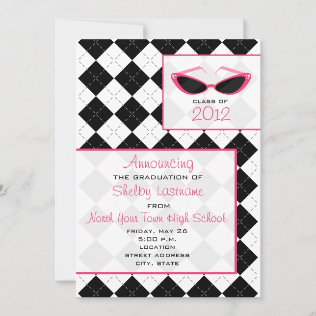 Raute & Sonnenbrille 2012 Graduation Ankündigung (Vorderseite)