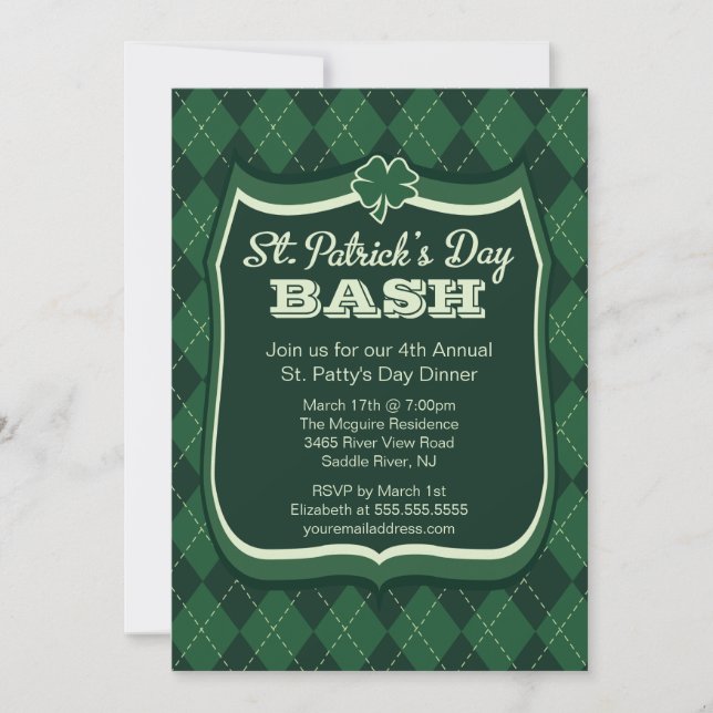 Raute St. Patrick's Day Party Einladung (Vorderseite)