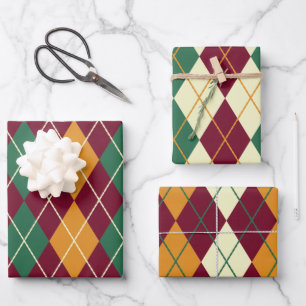 Raute Yellow Orange Green Frohe Weihnachtsgeschenk Geschenkpapier Set