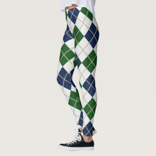 Rauten-Harlekin-Trendy blaues Grün-Diamant Leggings