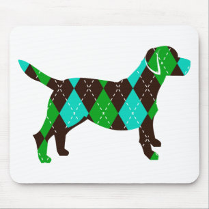 Rauten-Labrador-Hundeentwurf (braun/Blau/Grün) Mousepad