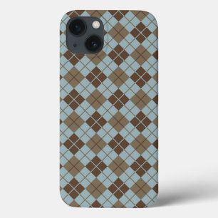 Rauten-Muster im Blau und im Taupe iPhone 13 Hülle