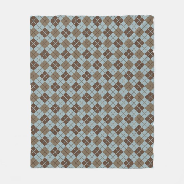 Rauten-Muster im Blau und im Taupe Fleecedecke (Vorderseite)