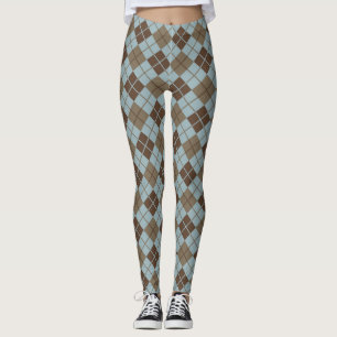 Rauten-Muster im Blau und im Taupe Leggings