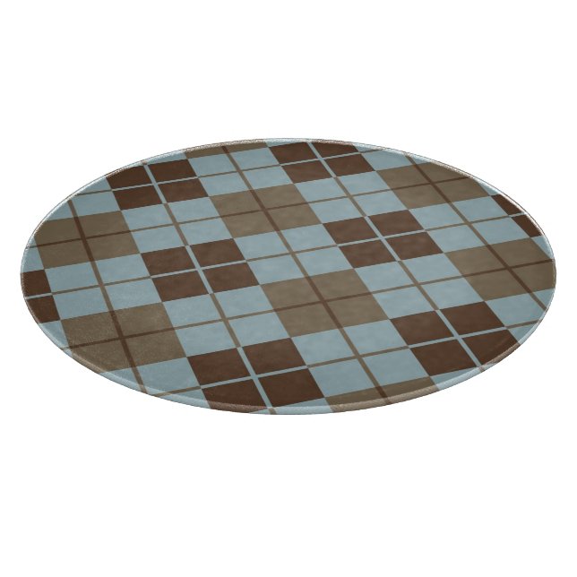 Rauten-Muster im Blau und im Taupe Schneidebrett (Ecke)
