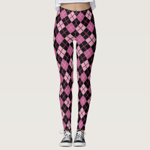 Rauten-Muster im Schwarzen und im Rosa Leggings