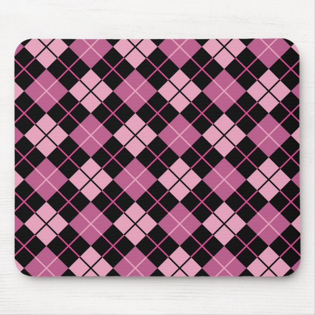 Rauten-Muster im Schwarzen und im Rosa Mousepad (Vorne)