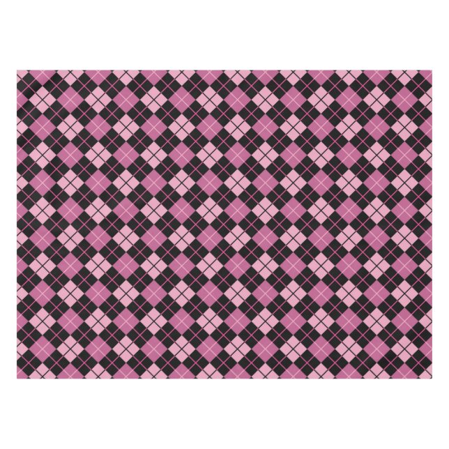 Rauten-Muster im Schwarzen und im Rosa Tischdecke (Vorderseite (Horizontal))