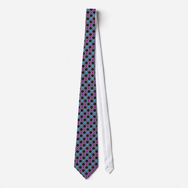 Rauten-Schädel blaues rosa Diag. Streifen Krawatte (Vorderseite)