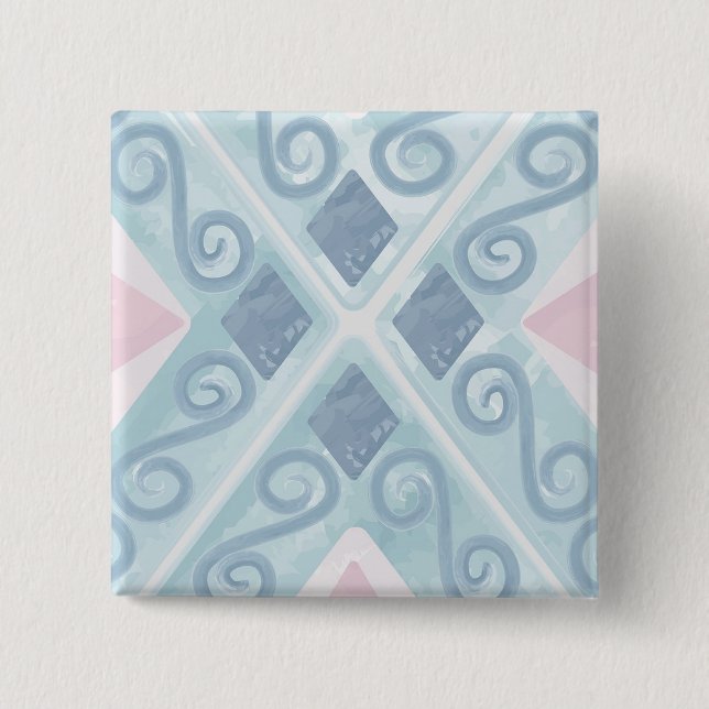 rautenförmiges blaues Muster Button (Vorderseite)