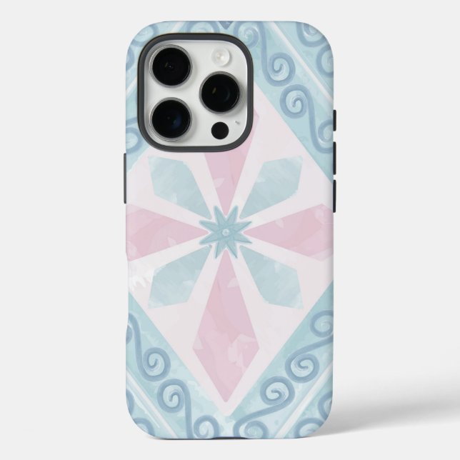 rautenförmiges blaues Muster iPhone 16 Pro Hülle (Rückseite)