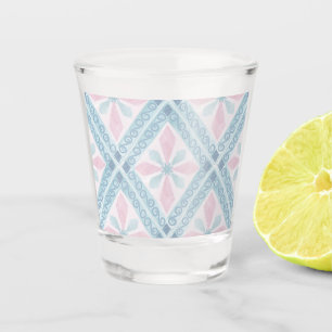 rautenförmiges blaues Muster Schnapsglas