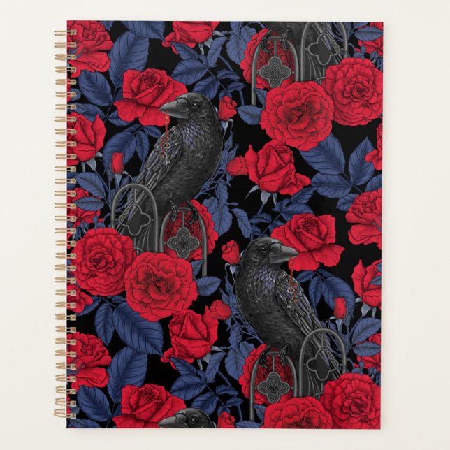 Ravages et roses avec des feuilles bleu foncé (Devant)