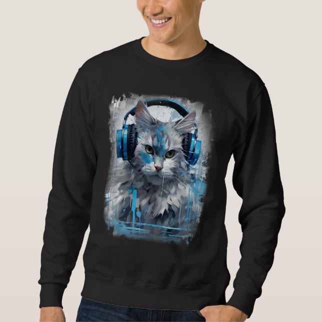 Rave EDM Birman Cat Headphone Sweatshirt (Vorderseite)