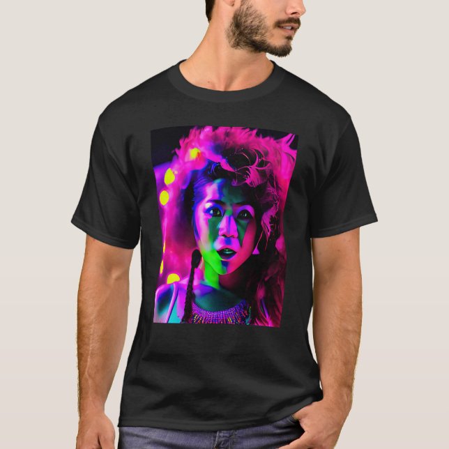 Rave Party Psychedelic EDM Trance Club DJ Neon 13 T-Shirt (Vorderseite)