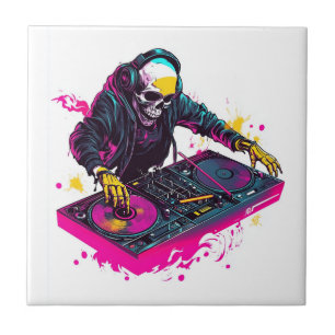 Rave-Schädel � EDM-Party-Skelett-DJ Fliese