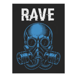 Rave-Totenkopf-Gasmaske Poster