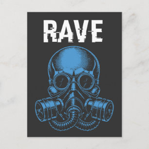 Rave-Totenkopf-Gasmaske Postkarte