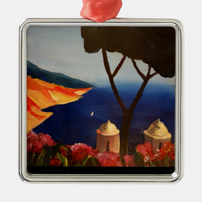 Ravello Salerno Italien Ansicht Amalfi Küste Silbernes Ornament (Vorne)