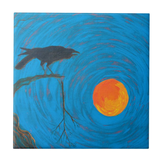 Raven and Full Moon Fliese (Vorderseite)