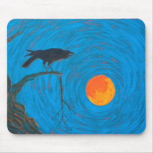 Raven and Full Moon Mousepad