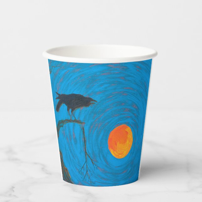 Raven and Full Moon Pappbecher (Vorderseite)