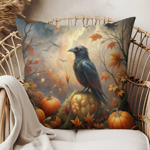 Raven and Pumpkin - Dunkle Herbstdekoration Kissen