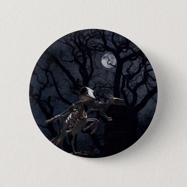 Raven and Rat Skeleton in Moonlight Button (Vorderseite)