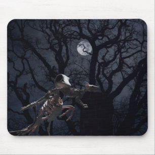 Raven and Rat Skeleton in Moonlight - Halloween Mousepad