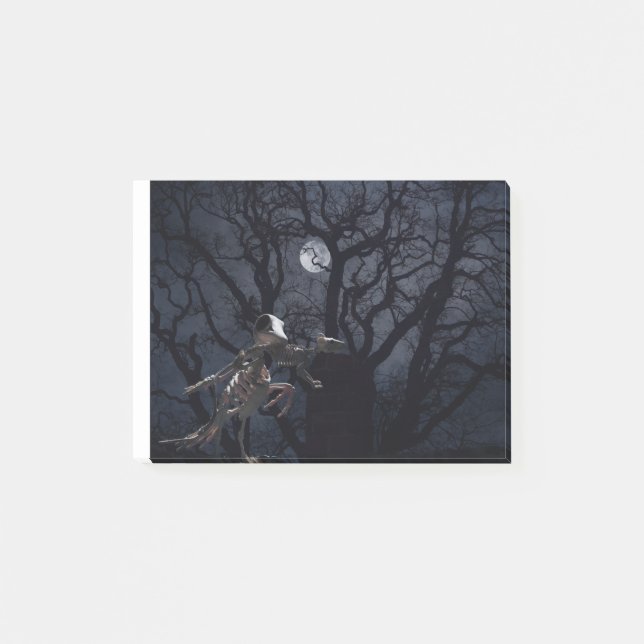 Raven and Rat Skeleton in Moonlight Post-it Klebezettel (Vorderseite)