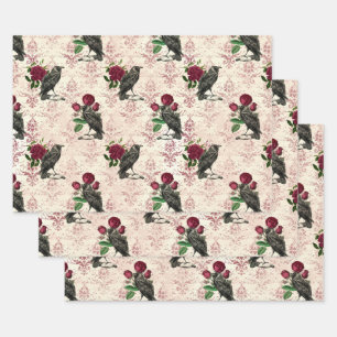 Raven and Rose Damask Geschenkpapier Set
