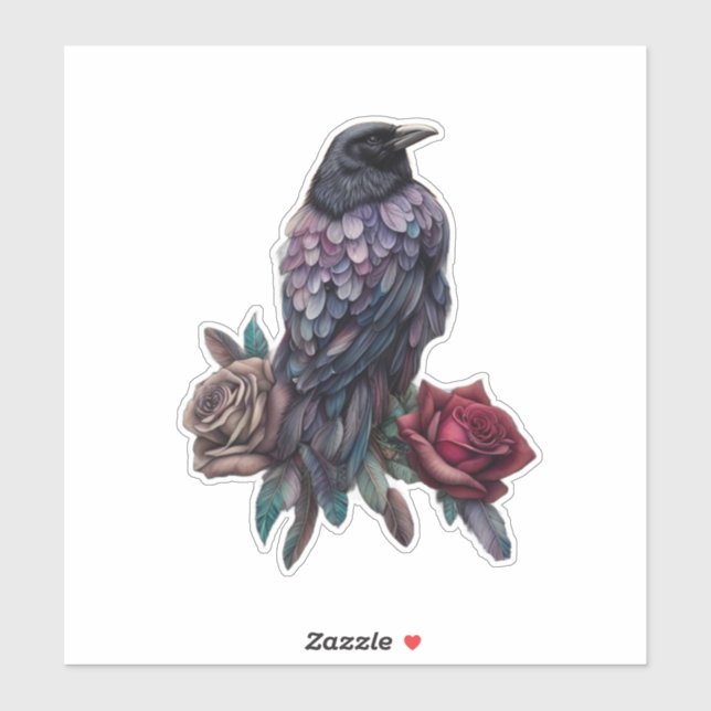Raven and Roses Beautiful  Aufkleber (Blatt)