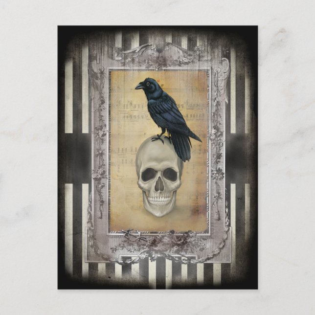 Raven and Skull Postkarte (Vorderseite)