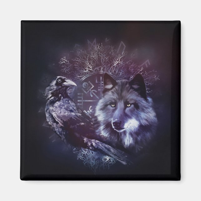 Raven and Wolf - Vegvisir and Tree of life Magnet (Vorne)