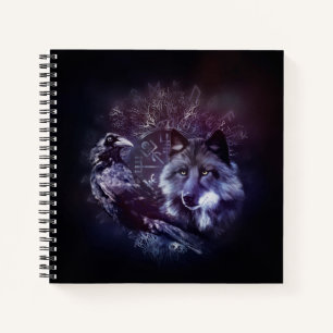 Raven and Wolf - Vegvisir and Tree of life Notizbuch