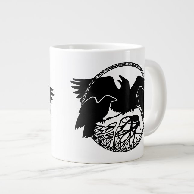 Raven Art Jumbo Mugs Cool Crow Art Cups & Mugs (Devant droit)