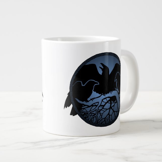 Raven Art Jumbo Mugs Cool Crow Art Cups & Mugs (Devant droit)
