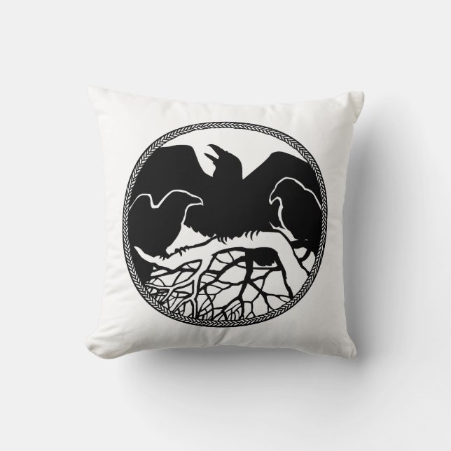 Raven Art Pillows First Nations Wildlife Pillows Kissen (Vorderseite)