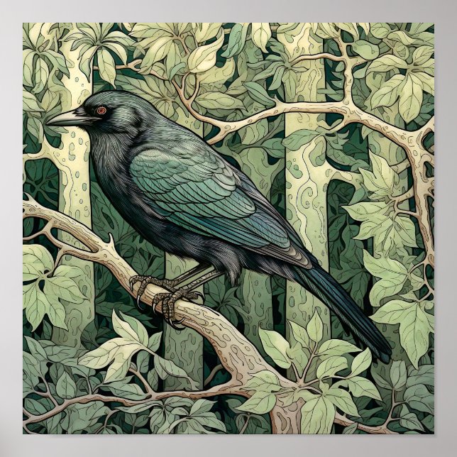 Raven Art Print, Black Bird, Animal Art Poster (Vorne)