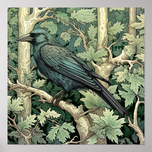 Raven Art Print, Black Bird, Animal Art Poster (Vorne)