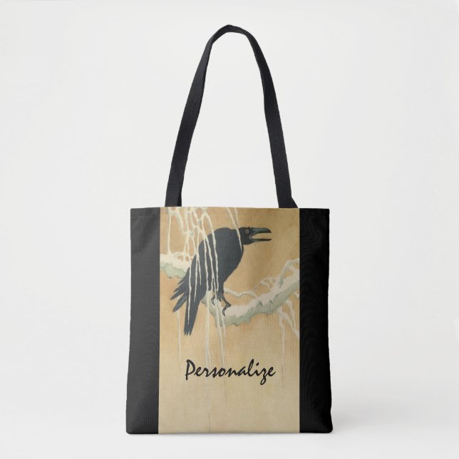 Raven auf einem Zweig Tasche (Vorderseite)